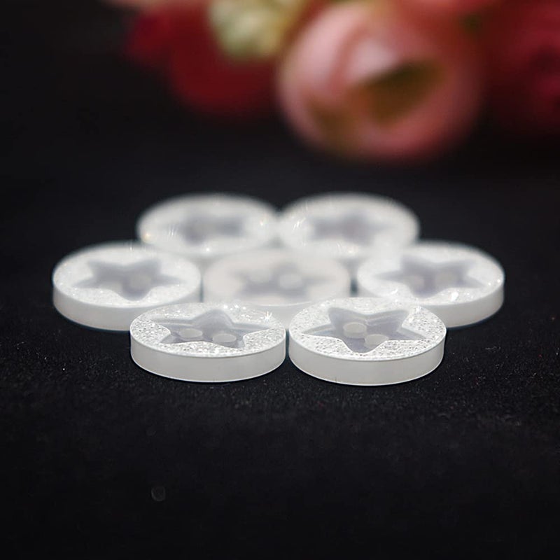 vingol 50 PCS Flower Star Pattern Glitter Buttons Resin 2 Holes Button for Sewing Scrapbooking and DIY Craft (Glitter Star 12.5mm) - Image 2